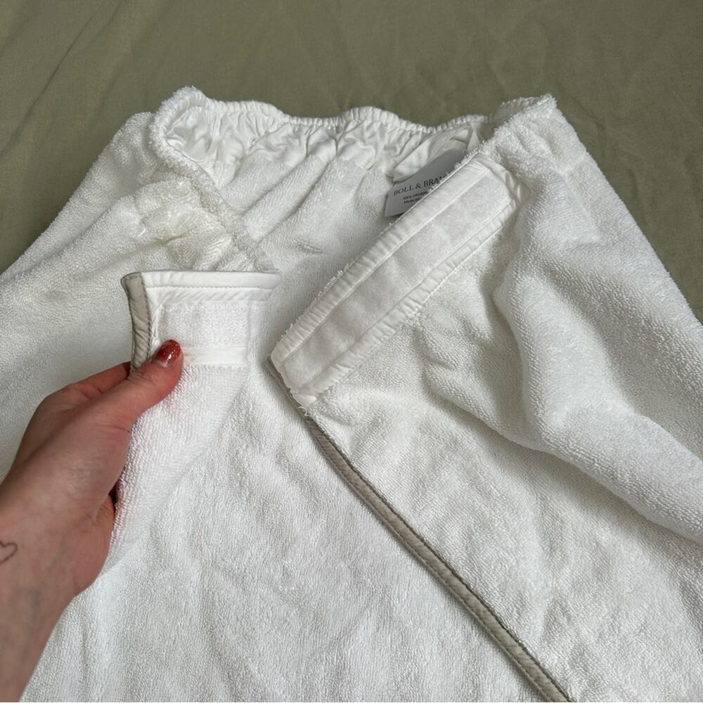 Boll & Branch S/M Organic Cotton White Terry Cloth Women's Towel Wrap Robe - Picture 3 of 8